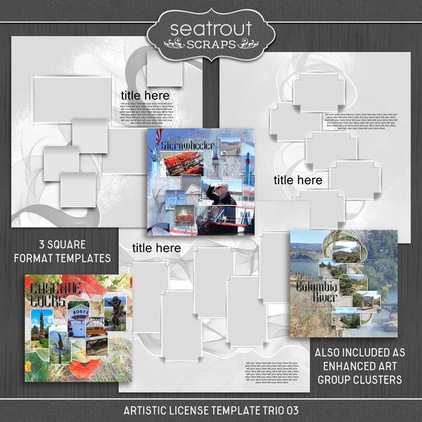 Artistic License Template Trio 03 Digital Art - Digital Scrapbooking Kits