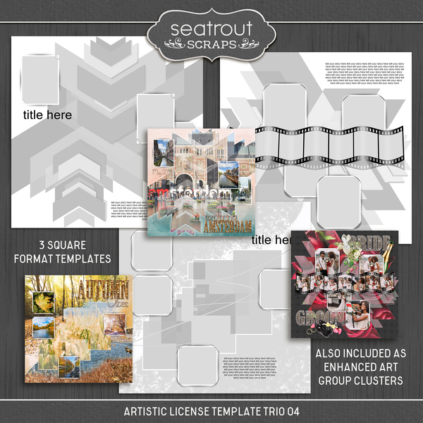 Artistic License Template Trio 04 Digital Art - Digital Scrapbooking Kits