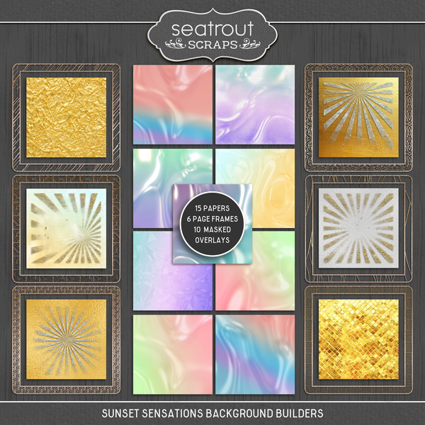 Sunset Sensations Background Builders Digital Art - Digital Scrapbooking Kits