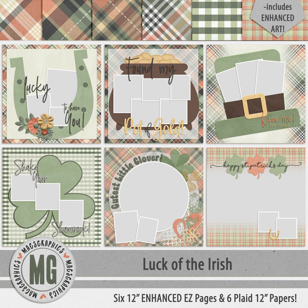 Luck of the Irish Enhanced EZ Pages Digital Art - Digital Scrapbooking Kits