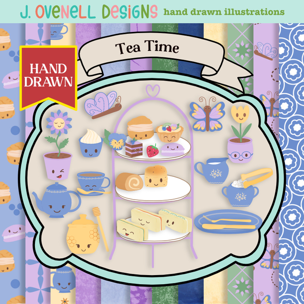 Tea Time Digital Art - Digital Scrapbooking Kits