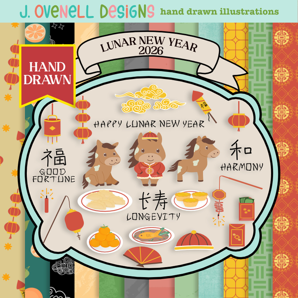 Lunar New Year 2026 Digital Art - Digital Scrapbooking Kits