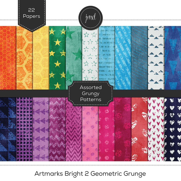 ArtMarks Bright 2 Geometric Grunge Digital Art - Digital Scrapbooking Kits