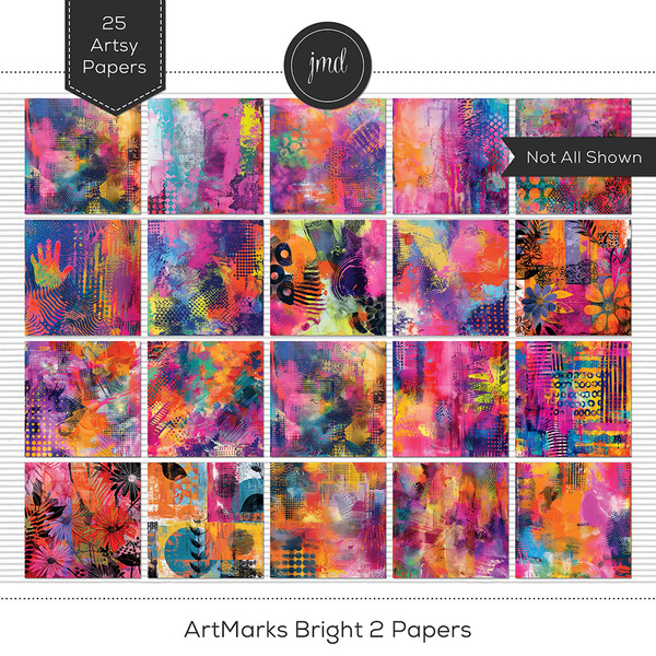 ArtMarks Bright 2 Papers Digital Art - Digital Scrapbooking Kits