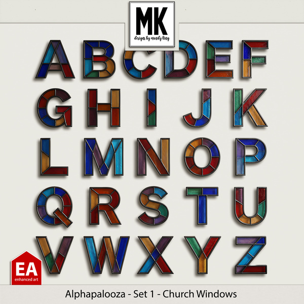 Alphapalooza - Set 1 - Church Windows Digital Art - Digital Scrapbooking Kits