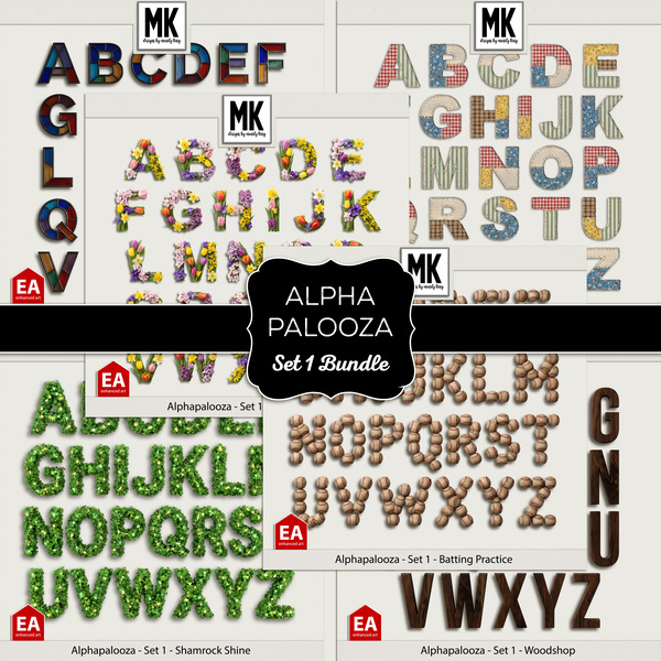 Alphapalooza - Set 1 - BUNDLE Digital Art - Digital Scrapbooking Kits
