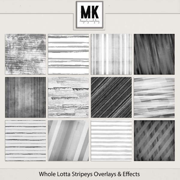 Whole Lotta Stripeys Overlays & Effects Digital Art - Digital Scrapbooking Kits