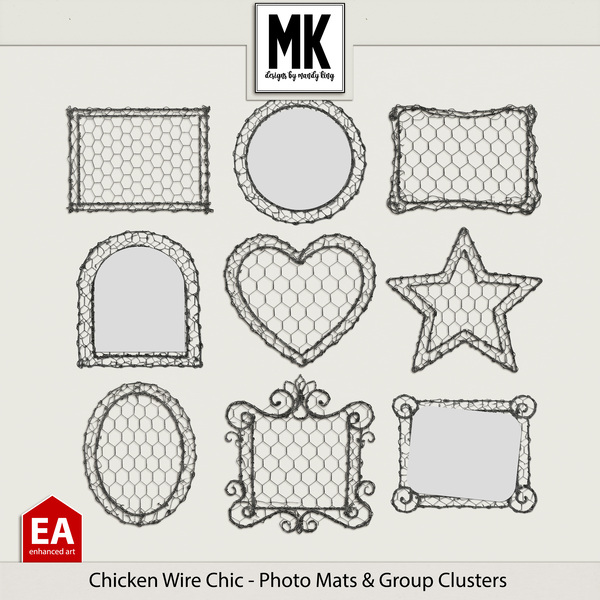 Chicken Wire Chic - Photo Mats & Group Clusters Digital Art - Digital Scrapbooking Kits