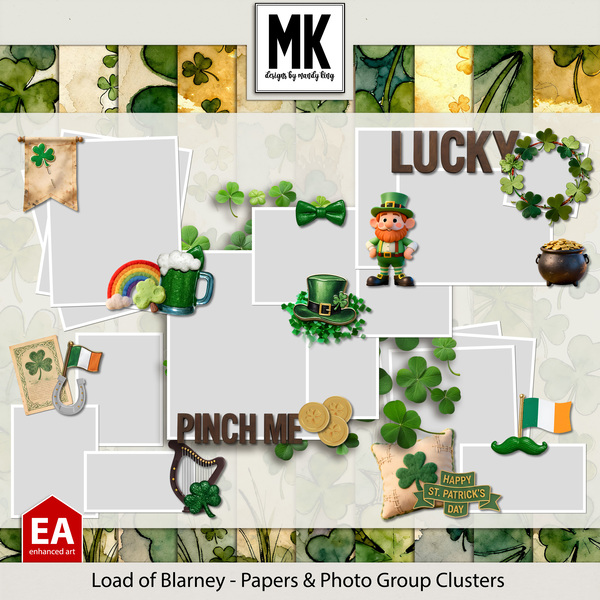 Load of Blarney - Papers & Photo Group Clusters Digital Art - Digital Scrapbooking Kits