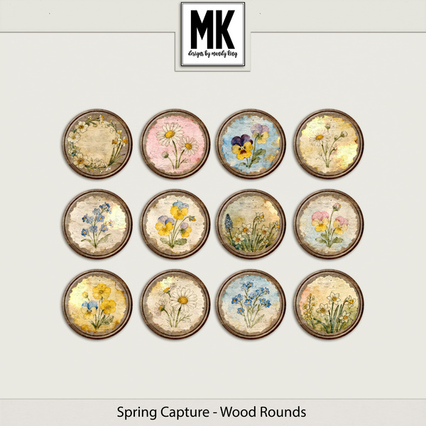 Spring Capture - Wood Rounds Digital Art - Digital Scrapbooking Kits