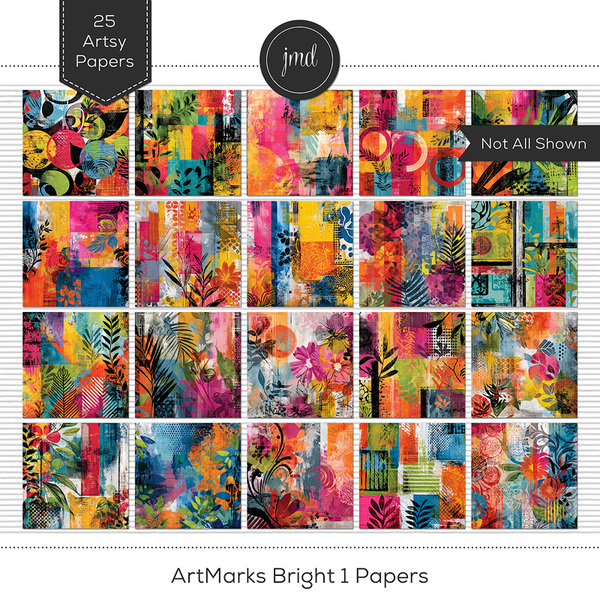 ArtMarks Bright 1 Papers Digital Art - Digital Scrapbooking Kits