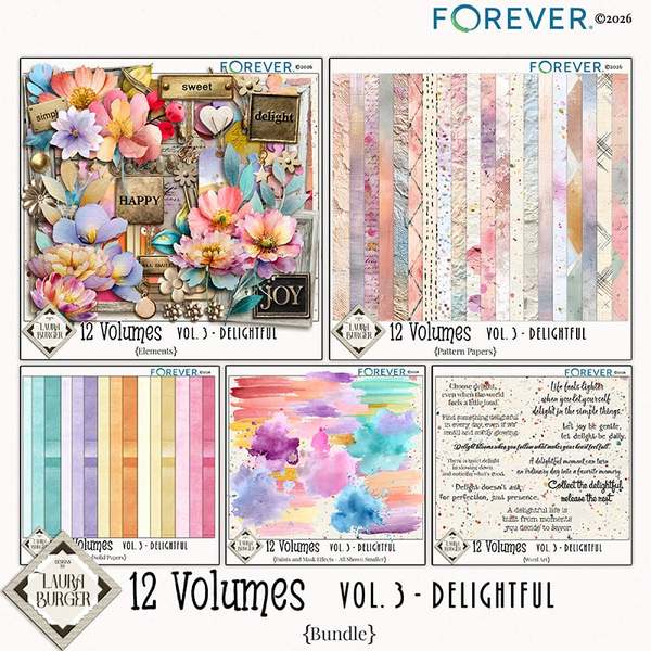 12 Volumes - Vol. 3 Bundle - Delightful Digital Art - Digital Scrapbooking Kits