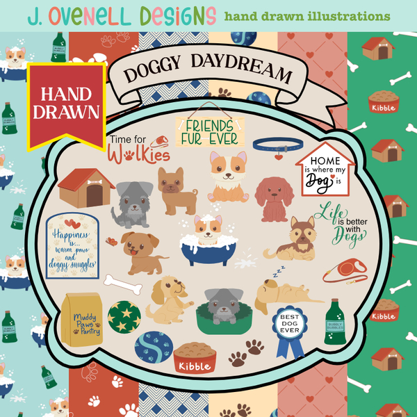 Doggy Daydream Digital Art - Digital Scrapbooking Kits