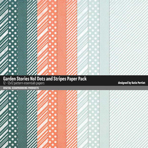 Garden Stories 01 Dots and Stripes Paper Pack Digital Art - Digital Scrapbooking Kits