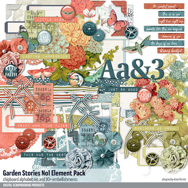 Garden Stories 01 Element Pack Digital Art - Digital Scrapbooking Kits