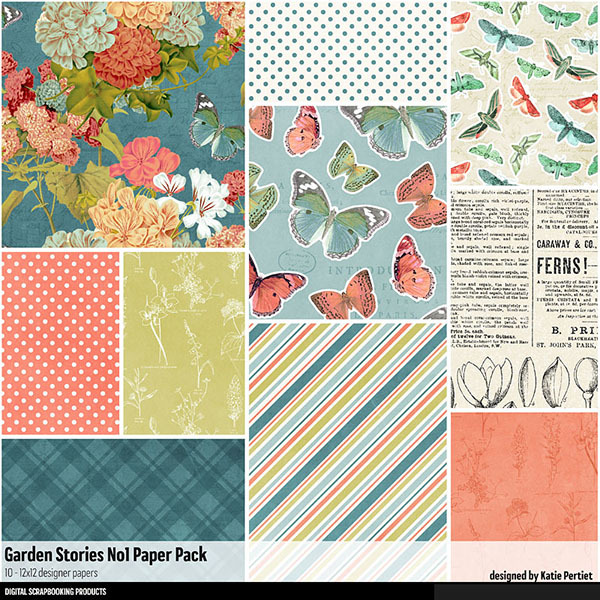 Garden Stories 01 Paper Pack Digital Art - Digital Scrapbooking Kits