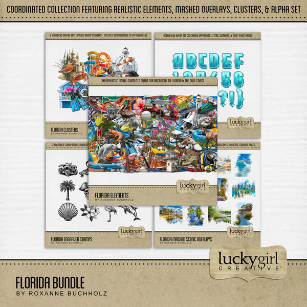 Florida Bundle Digital Art - Digital Scrapbooking Kits