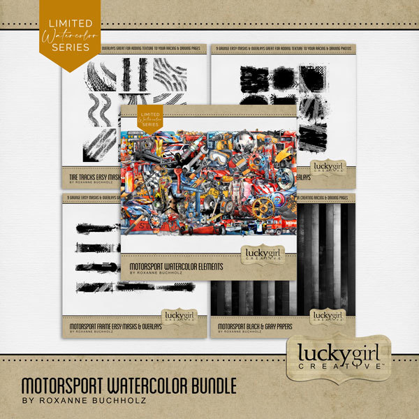 Motorsport Watercolor Bundle Digital Art - Digital Scrapbooking Kits