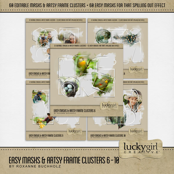 Easy Masks & Artsy Frame Clusters 6 - 10 Digital Art - Digital Scrapbooking Kits