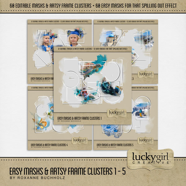 Easy Masks & Artsy Frame Clusters 1 - 5 Digital Art - Digital Scrapbooking Kits