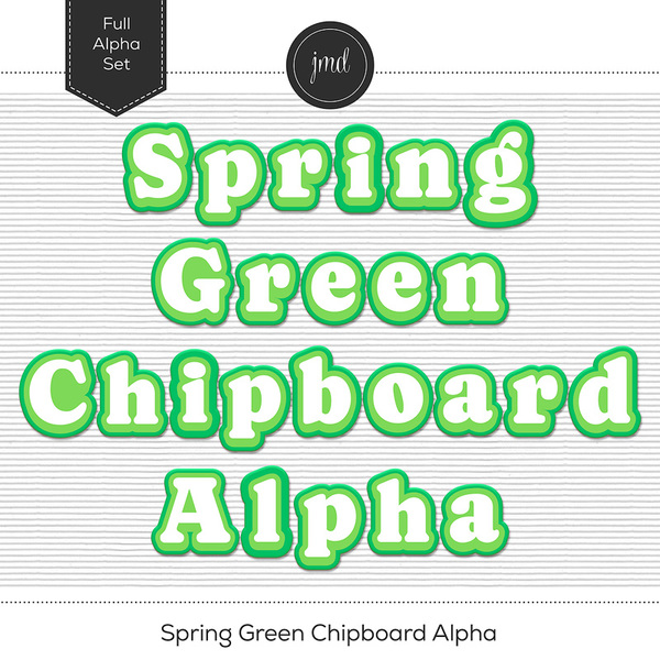 Spring Green Chipboard Alpha Digital Art - Digital Scrapbooking Kits