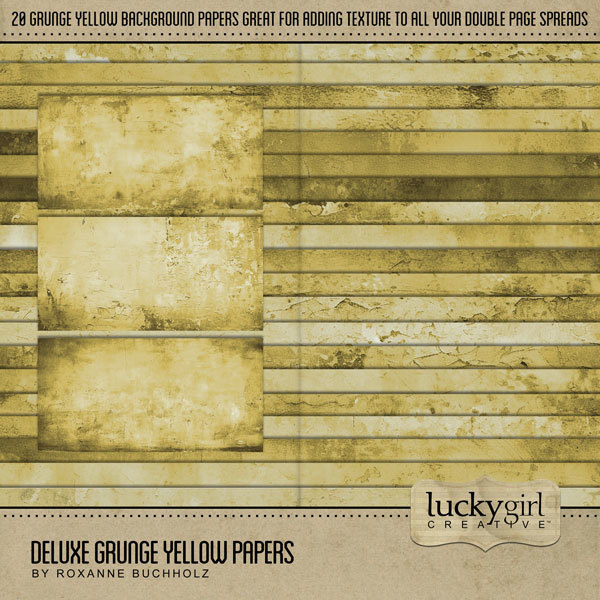 Deluxe Grunge Yellow Papers Digital Art - Digital Scrapbooking Kits