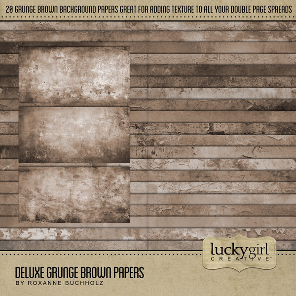 Deluxe Grunge Brown Papers Digital Art - Digital Scrapbooking Kits