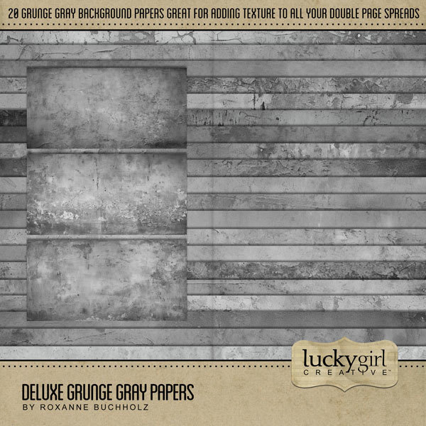 Deluxe Grunge Gray Papers Digital Art - Digital Scrapbooking Kits