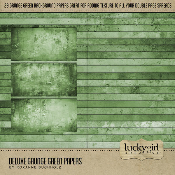 Deluxe Grunge Green Papers Digital Art - Digital Scrapbooking Kits
