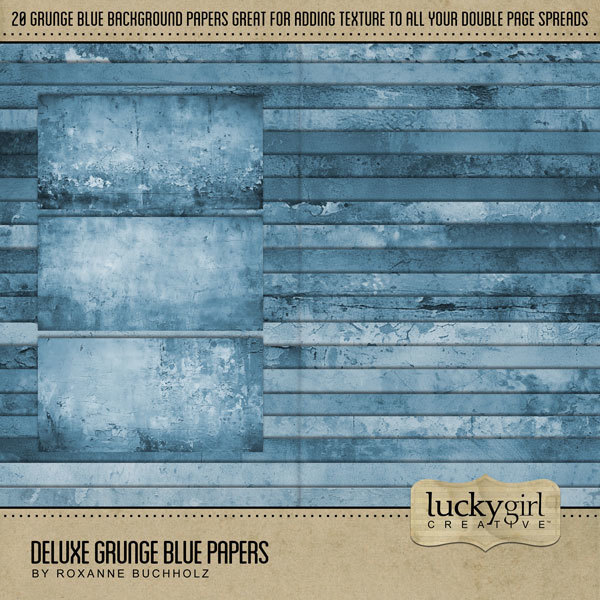 Deluxe Grunge Blue Papers Digital Art - Digital Scrapbooking Kits