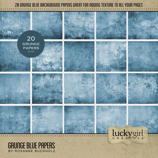Grunge Blue Papers Digital Art - Digital Scrapbooking Kits