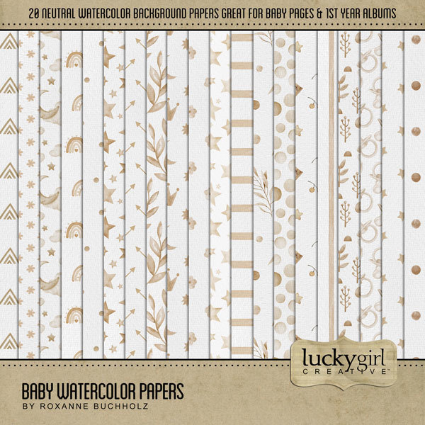 Baby Watercolor Papers Digital Art - Digital Scrapbooking Kits