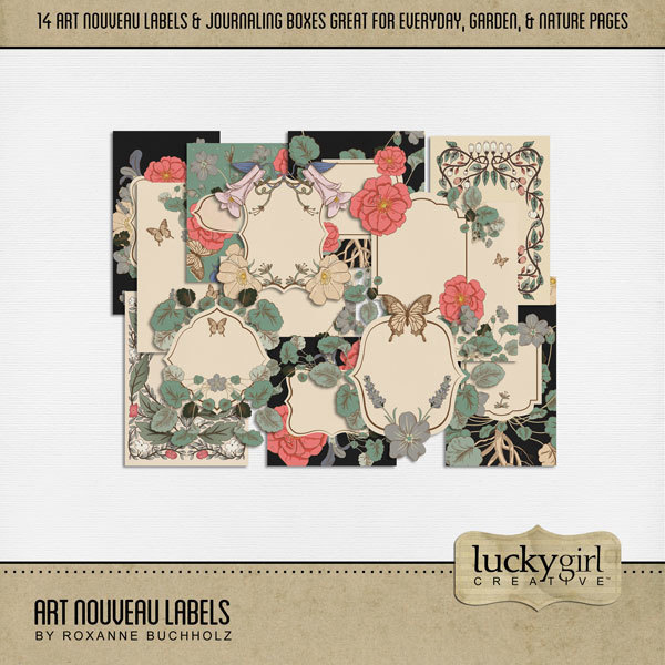 Art Nouveau Labels Digital Art - Digital Scrapbooking Kits