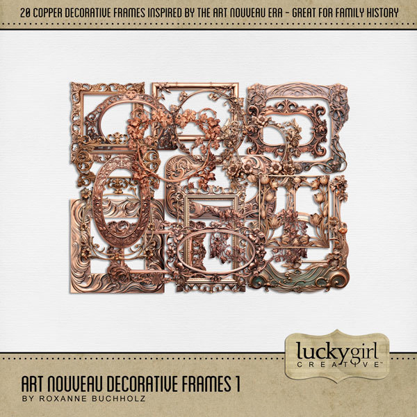 Art Nouveau Decorative Frames 1 Digital Art - Digital Scrapbooking Kits