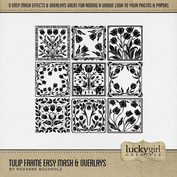 Tulip Frame Easy Mask & Overlays Digital Art - Digital Scrapbooking Kits