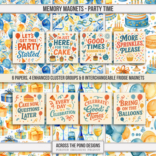 Memory Magnets - Party Time Digital Art - Digital Scrapbooking Kits