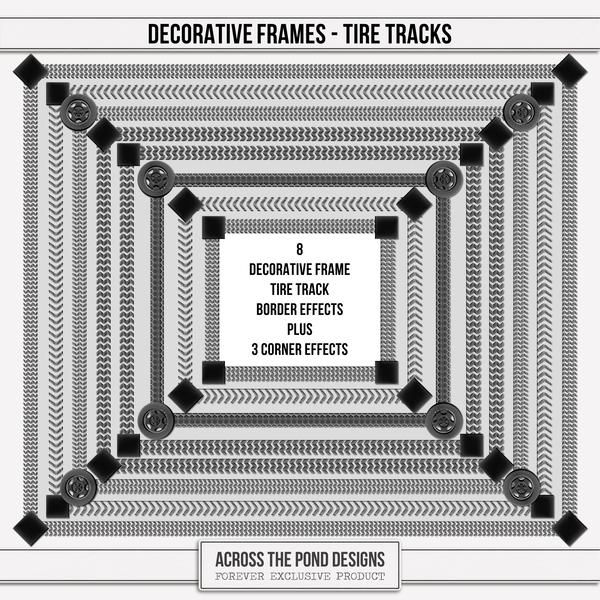 Decorative Frames - Tire Tracks Digital Art - Digital Scrapbooking Kits