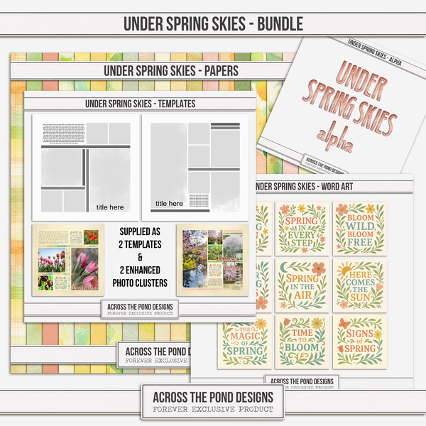 Under Spring Skies Bundle Digital Art - Digital Scrapbooking Kits