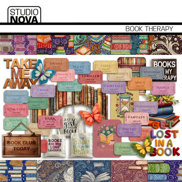 Book Therapy Digital Art - Digital Scrapbooking Kits