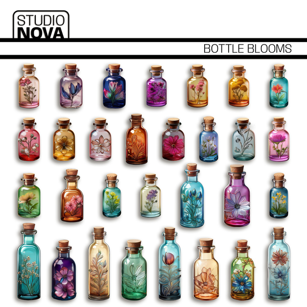 Bottle Blooms Digital Art - Digital Scrapbooking Kits