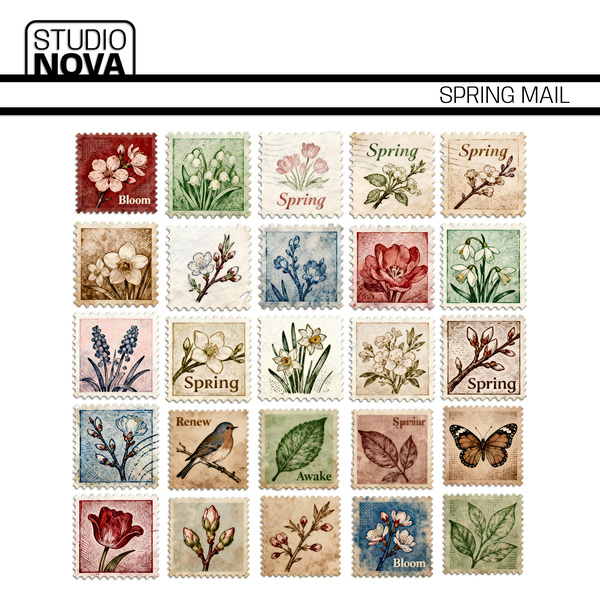 Spring Mail Digital Art - Digital Scrapbooking Kits