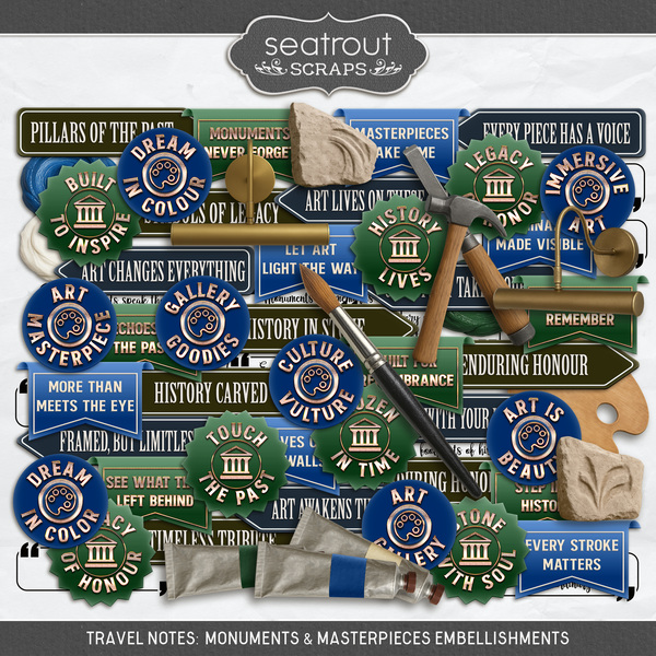 Travel Notes - Monuments & Masterpieces Digital Art - Digital Scrapbooking Kits