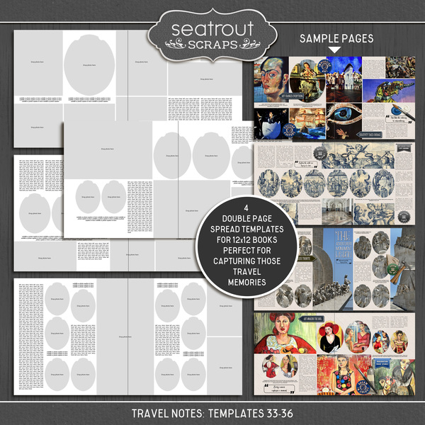Travel Notes Templates 33-36 Digital Art - Digital Scrapbooking Kits