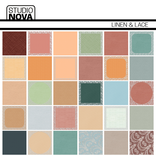 Linen & Lace Papers Digital Art - Digital Scrapbooking Kits