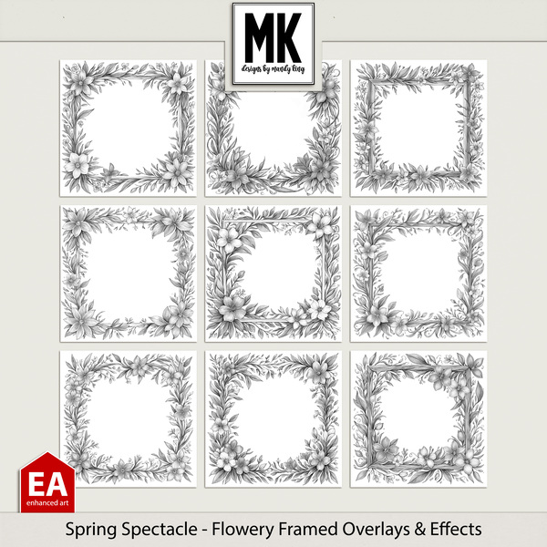 Spring Spectacle - Flowery Framed Overlays & Effects Digital Art - Digital Scrapbooking Kits