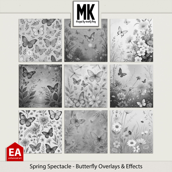 Spring Spectacle - Butterfly Overlays & Effects Digital Art - Digital Scrapbooking Kits