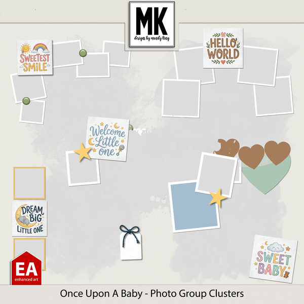 Once Upon A Baby - Photo Group Clusters Digital Art - Digital Scrapbooking Kits