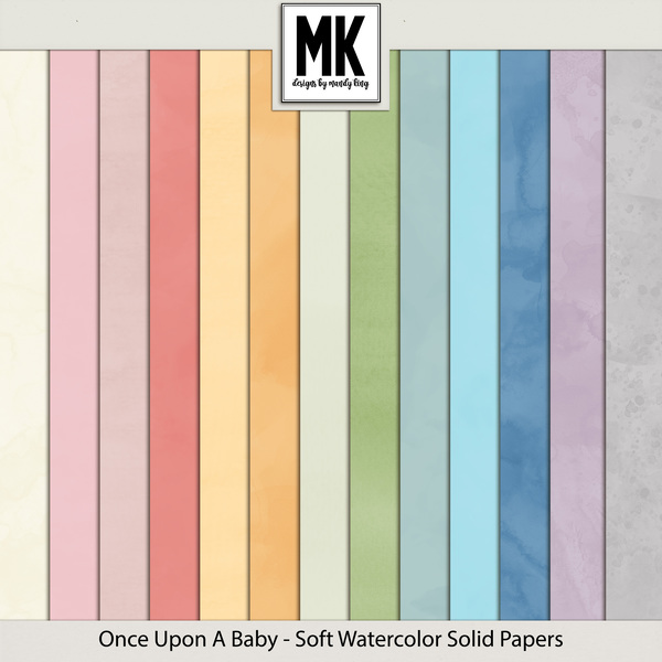 Once Upon A Baby - Soft Watercolor Solid Papers Digital Art - Digital Scrapbooking Kits
