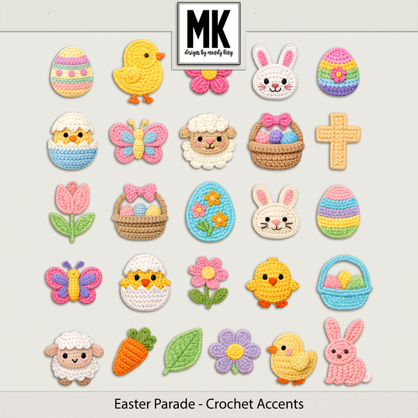 Easter Parade - Crochet Accents Digital Art - Digital Scrapbooking Kits
