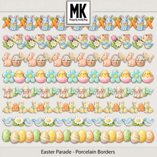 Easter Parade - Porcelain Borders Digital Art - Digital Scrapbooking Kits